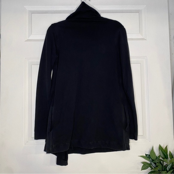 Lululemon Savasana Black Knit High Neck Asymmetrical Sweater Jacket Size 6 - Picture 6 of 9